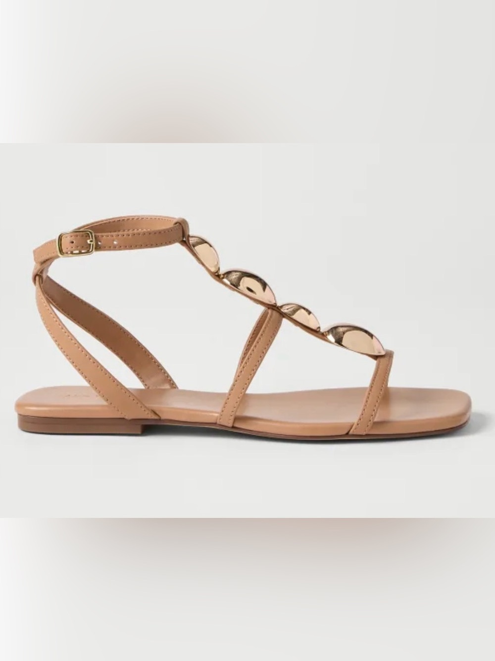 Brand new Ann Taylor desert sand tan Sandals with Gold Decorative Accents